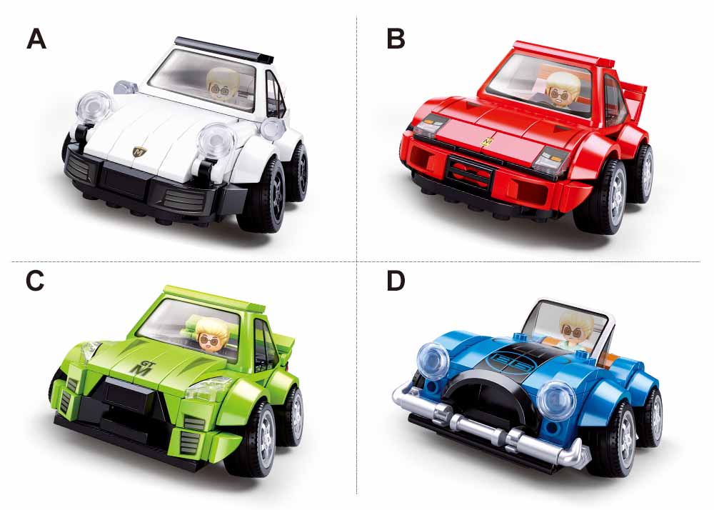 سلوبان - قطع التركيب - سيارة MCAR - إضاءة الفلاش - السيارة الكلاسيكية - ٤ أنواع - العمر +6