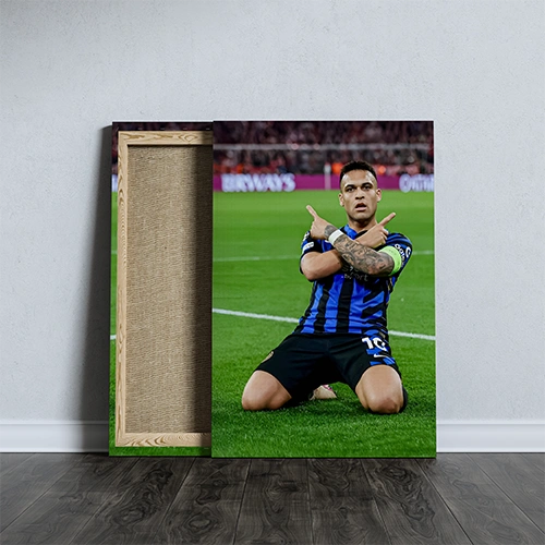 Lautaro Martinez from Inter Milan Football Club printed canvas - size A4