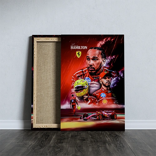 Lewis Hamilton from Ferrari Formula One Team Printed canvas - size A4