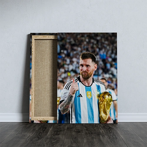 Lionel Messi From Argentina Football Club Printed Canvas - size A4