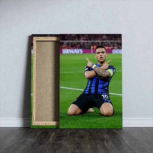 Lautaro Martinez from Inter Milan Football Club printed canvas - size A4