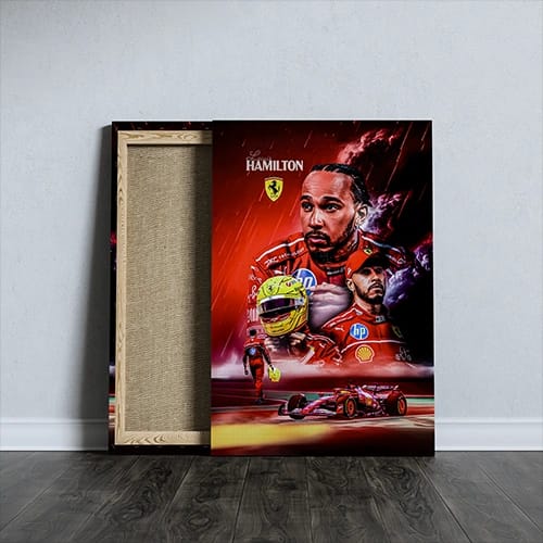 Lewis Hamilton from Ferrari Formula One Team Printed canvas - size A4