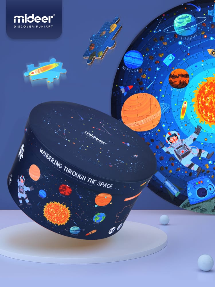Mideer - 150P Round Puzzle - Wandering Through The Space - Age +3