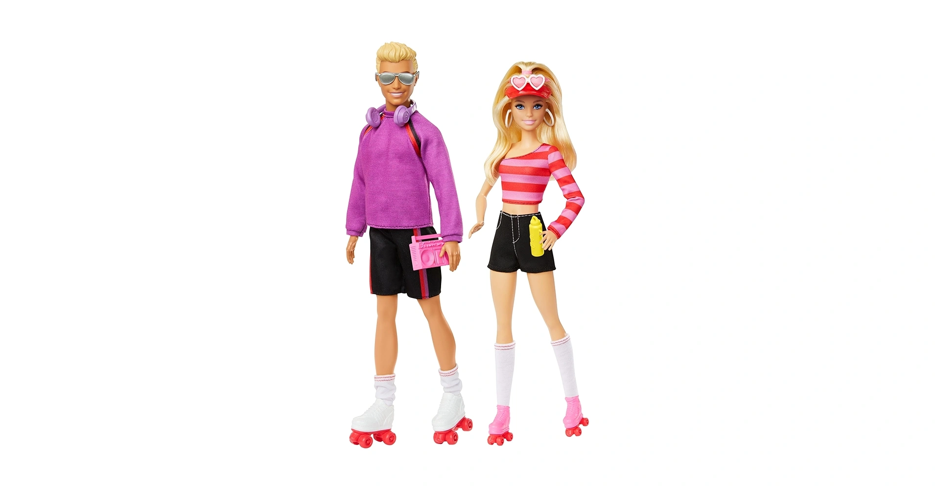 Barbie Fashionistas Set with 2 Fashion Dolls & 6 Accessories, Ken Roller-Skating Fashion Dolls