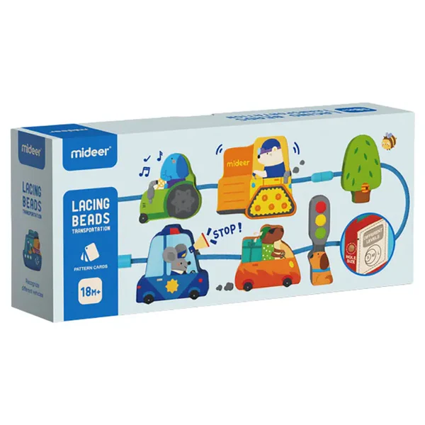 Mideer - Lacing Beads - Stringing Toy - Transportation - Age 18+ Months