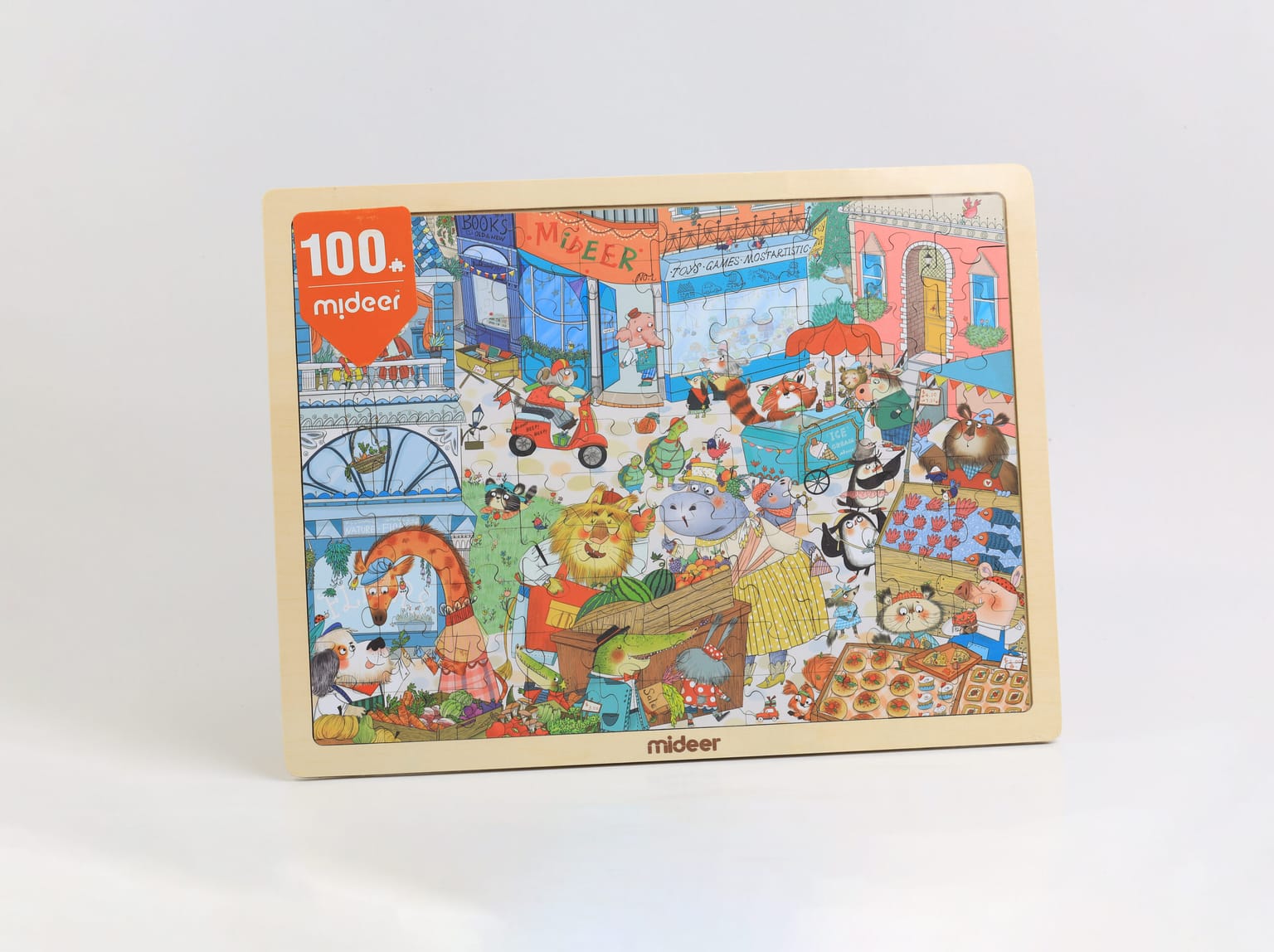 Mideer - Wooden Puzzle - Small Town Market - Age 4+
