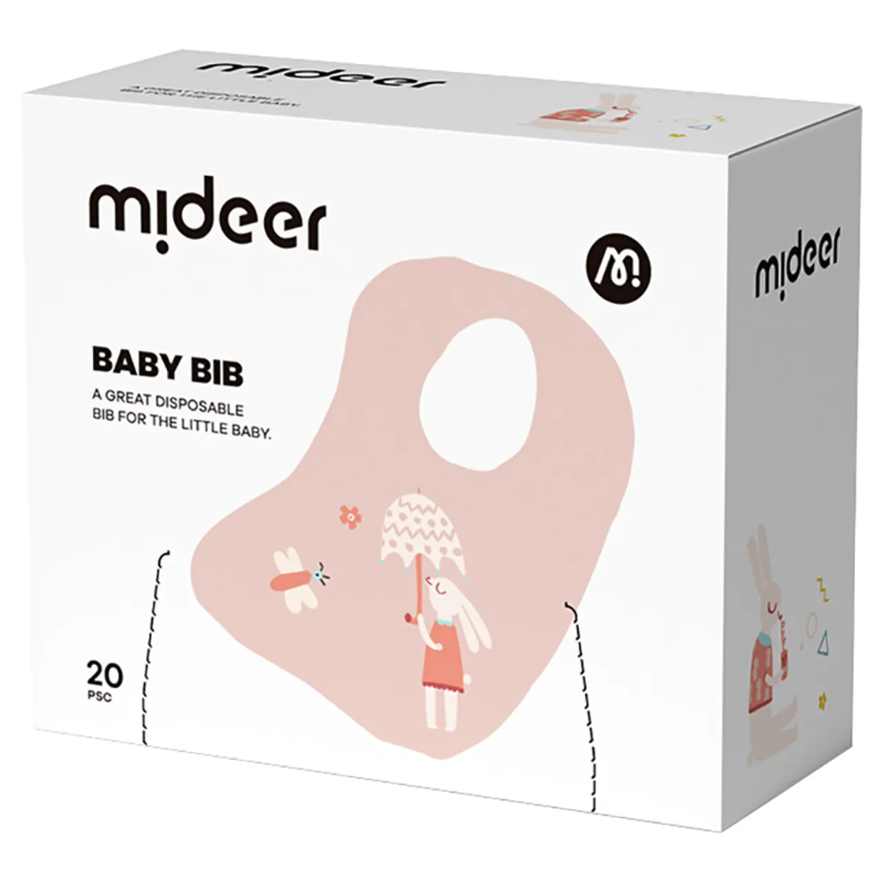 Mideer - Disposable Baby Bib - Pink Bunny 20pcs - Age 3+ months