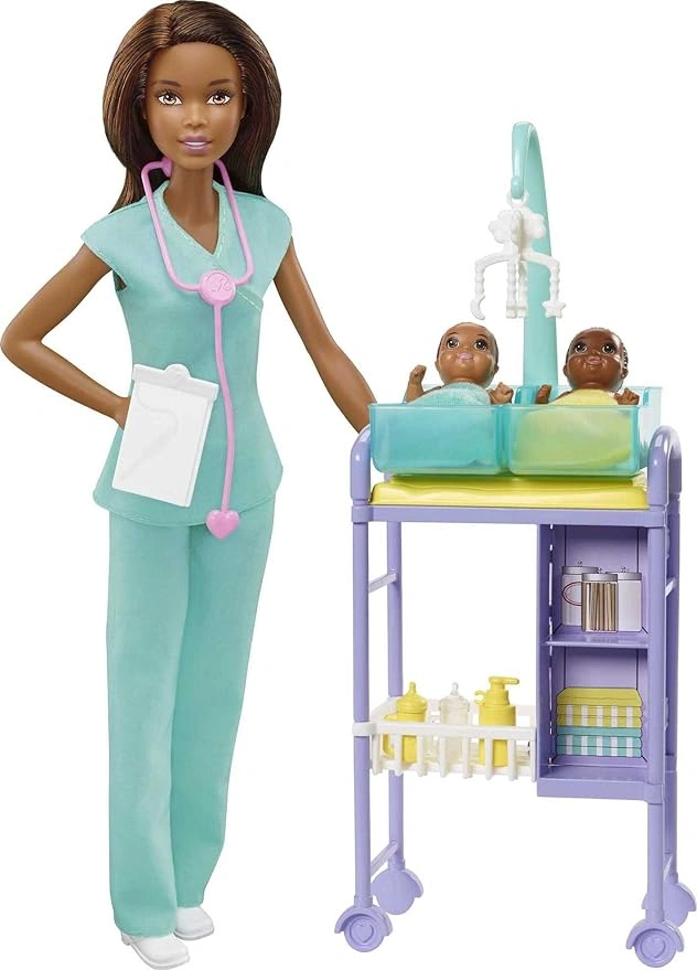 Barbie Baby Doctor Playset – with Barbie Doll, 2 Baby Dolls & Medical Accessories – Ages 3+