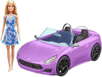 Barbie Doll with Purple Convertible Car – Ages 3 and Up