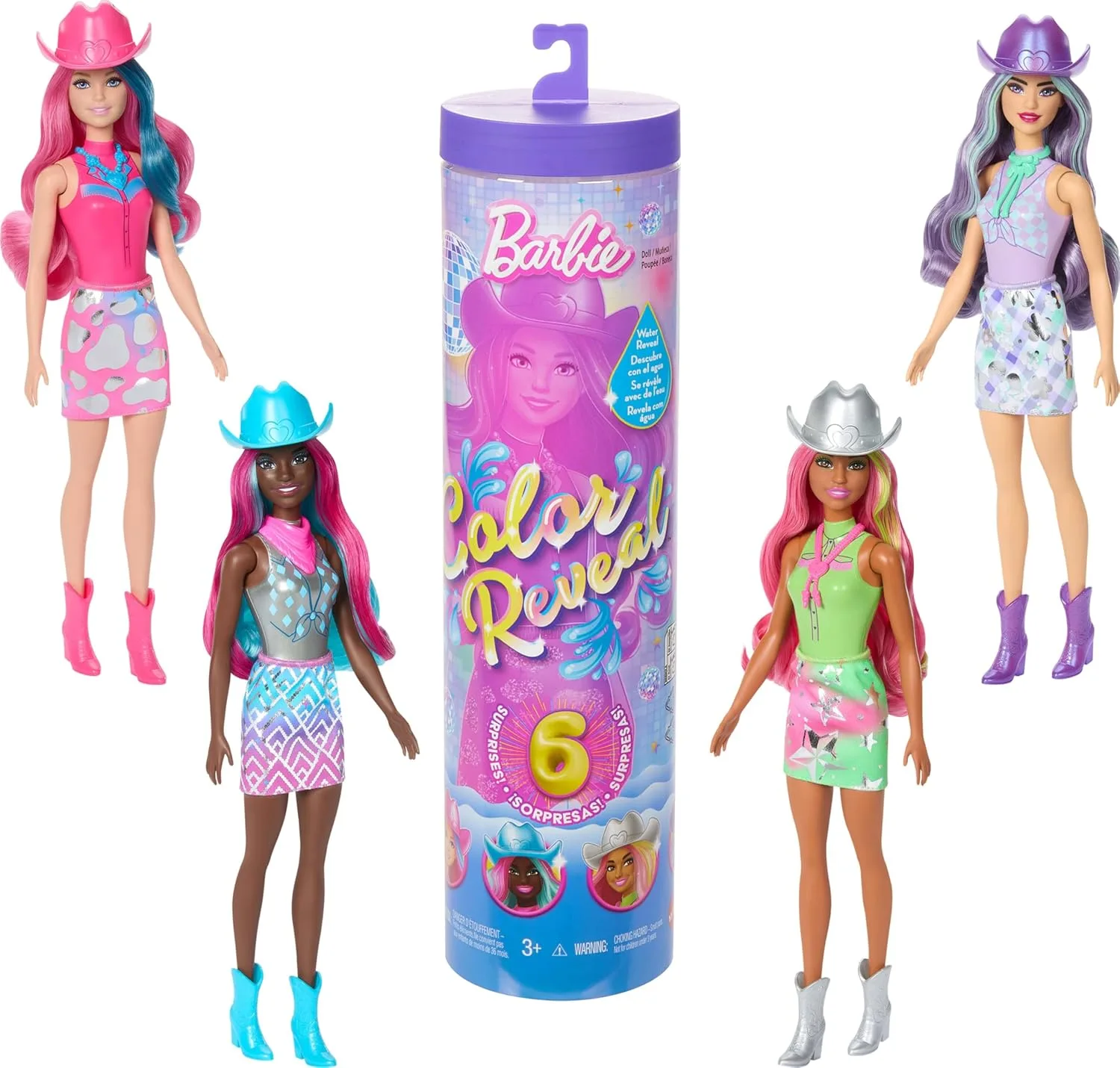 Barbie Color Reveal Doll – Magical Party Series with 4 Surprise Accessories, 28cm